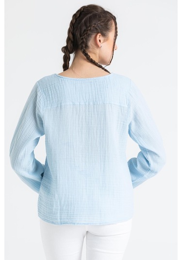 Uzun Kol Müslin Sedef Gömlek Buz Mavi Bmv-buz Mavi Buz Mavi