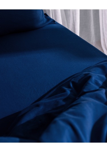 Madame Coco Marly Tek Kişilik %100 Pamuk Penye Lastikli Nevresim Takımı - Lacivert 8684427199008 Lacivert