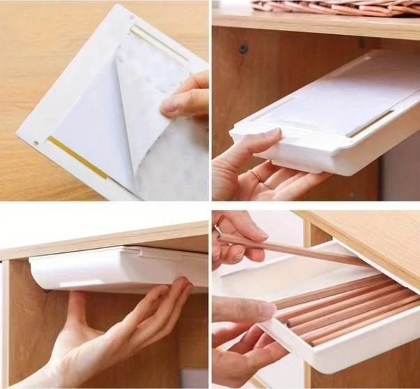 Topnotch Siyah 1 Adet Yapışkanlı Çekmece, Masa Altı Kalemlik Ve Saklama Kutusu Siyah