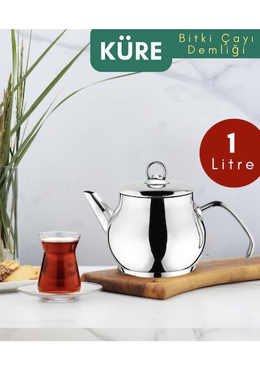 Yunusoğlu Home Küre 1 Litre Paslanmaz Çelik Bitki Çayı Demliği Inox