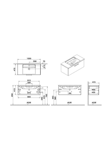 VitrA Root Flat Lavabo Dolabı 100Cm 1 Çekmeceli Parlak Beyaz 68238 Çok Renkli