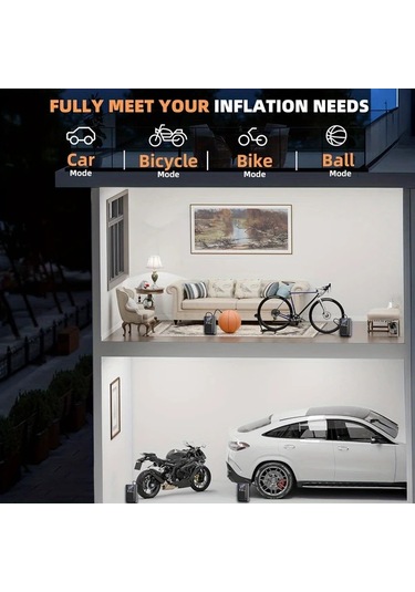 Boatshop1 Jkuoo Akıllı Led Dijital Taşınabilir Lastik Pompası 36v Usb Şarj Bisiklet Motosiklet Araba