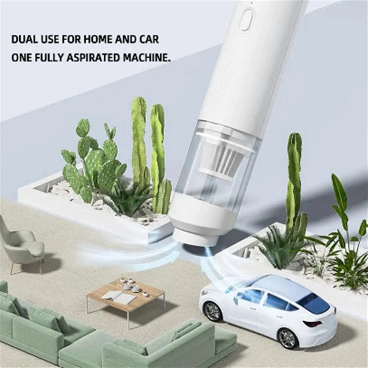 Amigaelegant Kablosuz Araba Elektrikli Süpürgesi Yüksek Emiş Üfleme Hava Çıkarma Beyaz