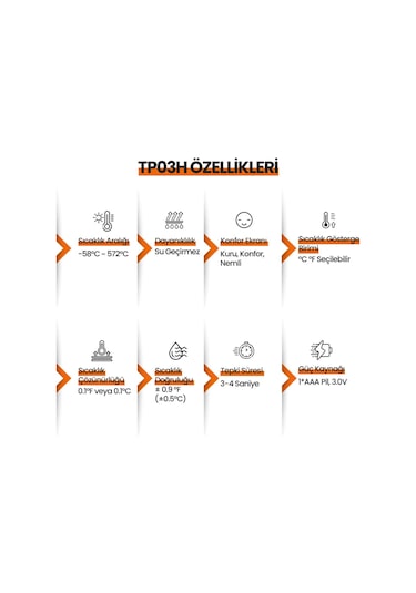 ThermoPro TP03H Su Geçirmez Katlanabilir Hızlı Sonuç Gıda Pişirme Termometresi