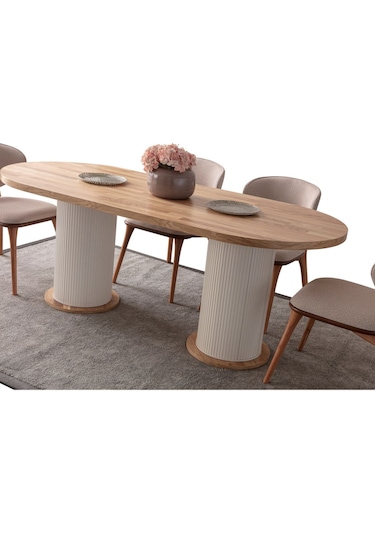 Rubra Yemek Masası Takımı 6 Kişilik Takım Bej