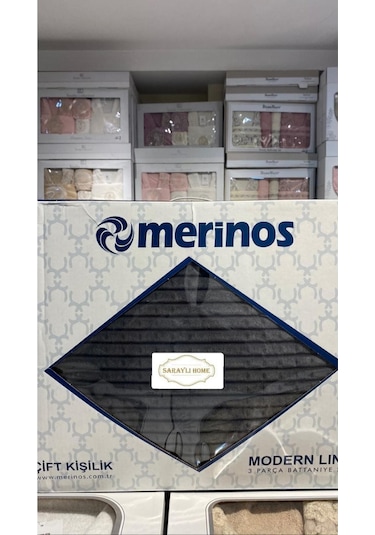 Saraylı Home Merinos Modern Line Yatak Örtüsü Antrasit