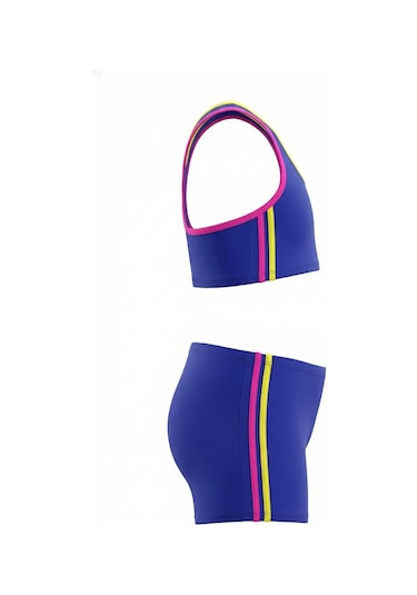 Endeep Kız Çocuk Lacivert-pembe Bustiyer Şortlu Yüzücü Mayo Bikini Takımı