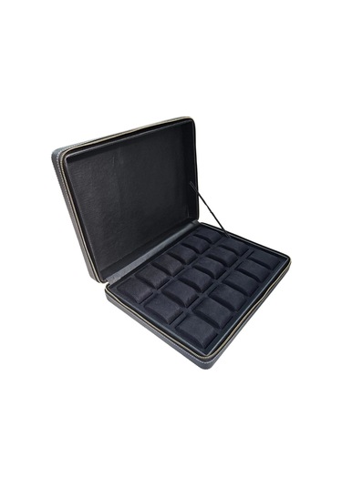 Deri Luxury 18 Li Saat Çantası,kutusu Fermuarlı Siyah 31x38 Cm Çok Renkli