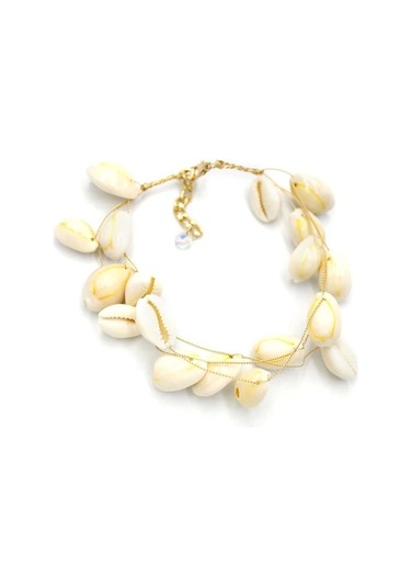 Deniz Kabuğu Halhal - Beyaz Çok Renkli