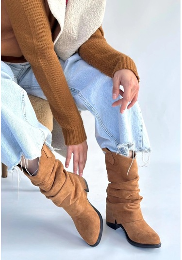 Biçomi Canty Taba Süet Körüklü Topuklu Çizme Çok Renkli