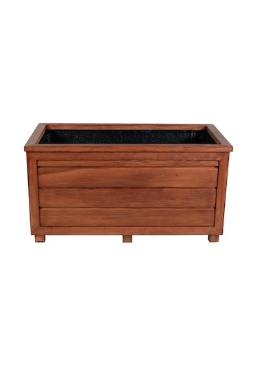 Kaf Ahşap Dekoratif Ahşap Saksı - Uzun / Maun