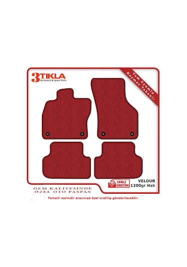 Ford Mustang 2015-2020 Lüks Halı Paspas Seti Kırmızı