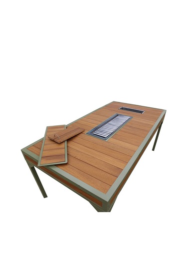 Buz Hazneli Alüminyum Mangallı Masa Yeşil