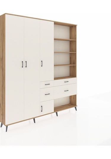 Arges Dolap 14 Raflı 4 Çekmeceli 4 Kapaklı 220x30x243 Çam-aytaşı/aytaşı Aytası/aytası