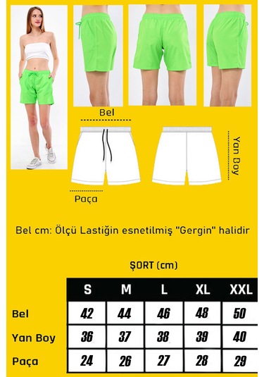 Fantasy Kadın Neon Yeşil Hızlı Kuruyan Deniz Şortu Edy6110ny Yeşil