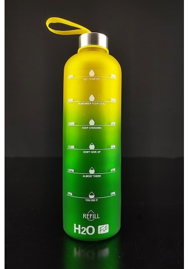 Digithome H2o Çift Renkli Motivasyon Cam Matara Su Şişesi 1000 Cc Sarı - H2o87184 - Hyt