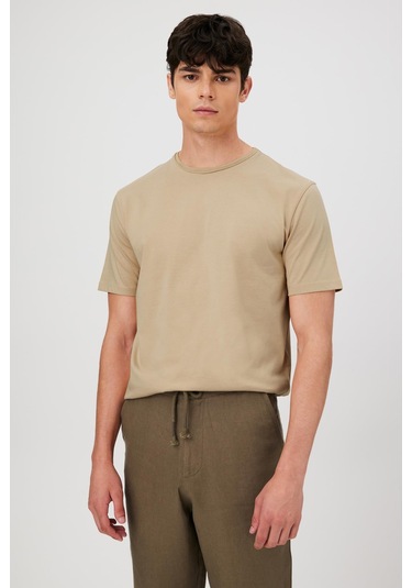 BASKILI BASIC KISA KOL T-SHIRT AÇIK KAHVE Açık Kahverengi