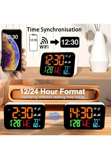 Tuya Wifi Masaüstü Saat Takvim Akıllı Termometre Higrometre Dijital Led Ekran Desteği Wıfı Otomatik Kalibrasyon/4 Seviyeli Ayarlanabilir Parlaklık/app Uzaktan Görüntüleme/yüksek Sıcaklık Uya Tuya Wifi Masaüstü Saat Takvim Akıllı Termometre Higrometre Dijital Led Ekran Desteği Wıfı Otomatik Kalibrasyon/4 Seviyeli Ayarlanabilir Parlaklık/app Uzaktan Görüntüleme/yüksek Sıcaklık Uya