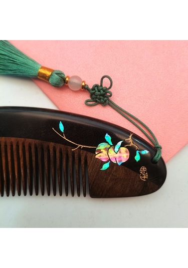 Sones Şeftali Ve Erik Bahar Esintisi Sandal Ağacı Tarak Lake Sanat Boyalı El Sanatları Tarak, Paket: Hediye Kutusu