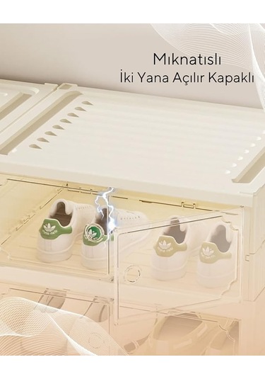 Kurulum Gerektirmeyen Katlanabilir Ayakkabı Saklama Kutusu Krem