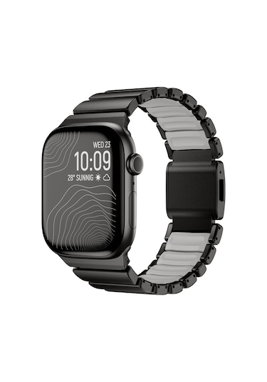 Watch 10 46mm Kordon Krd-151 Metal Silikon Kordon Siyah-gri