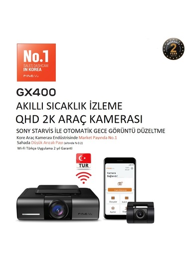 Finevu Gx400 Qhd 2k Wi-fi Türkçe 2 Kameralı Araç Kamerası