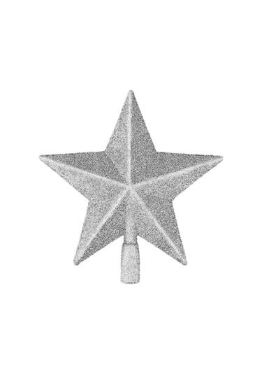 Yılbaşı Ağaç Tepeliği 20 Cm - Gümüş Simli Ve Yıldız Dolgulu Büyük Boy Lüks Çam Ağacı Dekorasyonu Diğer