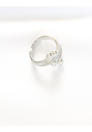 Topçuk Model Zirkon Taşlı Ayarlanabilir Yüzük Silver Renk Çok Renkli