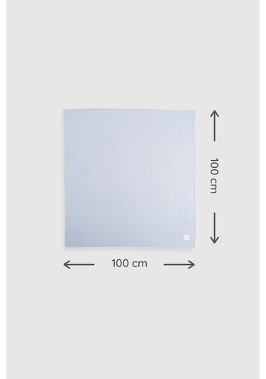 Organik Pamuk Müslin Mavi 3'lü Swaddle Seti 100x100 Cm Mavi