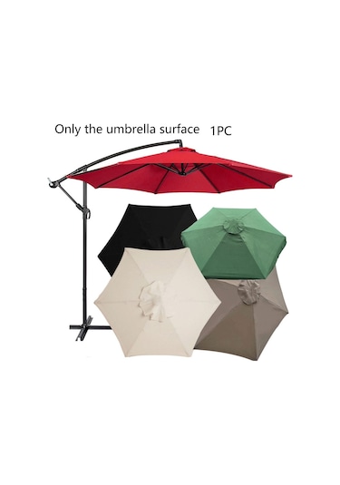 Polyester Şemsiye Yedek Kumaş Yuvarlak Bahçe Şemsiyesi Örtüsü, 3m 6 Kaburga Haki