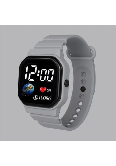 Trendooze Gaojunshop01 Beyaz Led Dijital Erkek Kol Saati - Harita Kalp Tasarım Beyaz