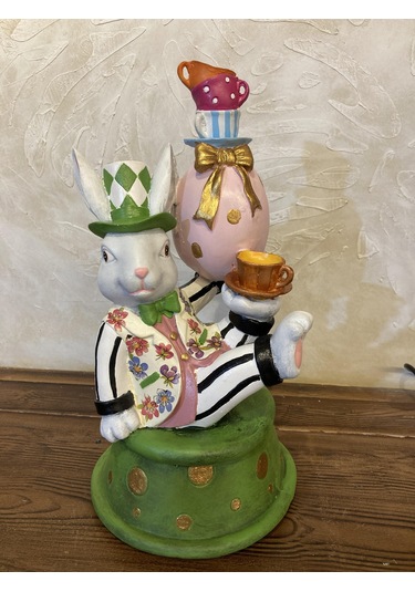Tavşan Alice Harikalar Diyarında Yumurtalı Obje,biblo