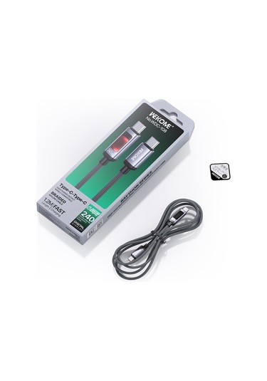 Wk Wdc-107 3a Akıllı Dijital Ekran Usb Tip-c Hızlı Şarj Veri Kablosu, Uzunluk: 1.2m Siyah