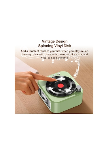 Springsun Sarı Vintage Vinyl Tasarımlı Taşınabilir Hoparlör - 360 Stereo Ses, Bt 5.3, 10+ Saat Pil, Çoklu Çalma Modu