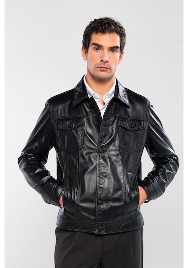 Tamer Tanca Erkek Hakiki Deri Siyah Deri Deri Mont 415 K-899 Y Erk Dr Mont Y25 Sıyah Dr Siyah