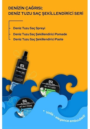 Black Red Saç Sea Salt Deniz Tuzu Saç Spreyi & Seal Salt Paste Saç Şekillendirici Mat Wax 2'li Set