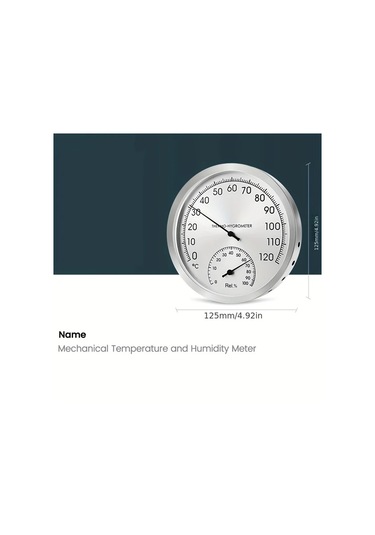 Topshop1 Anjkflur Simli 12.7 Cm Paslanmaz Celik Termometre Higrometre Fahrenheit Selcius Ic Dis Mekan