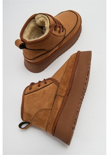 Luvishoes Ovela Taba Kalın Taban Bağcıklı Kadın Spor Bot Taba