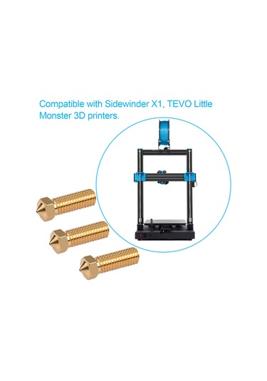 Qingmipy 3 Adet Altın Renkli Bakır Volkan Nozzle, 0.6mm Çıkış Çapı, 1.75mm Filament Uyumlu 3d Yazıcı Aksesuarı