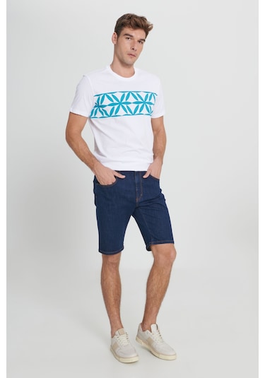 Ac&Co / Altınyıldız Classics Erkek K.Lacı Slim Fit Dar Kesim Pamuklu Esnek Denim Şort