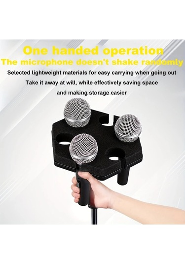 Sunshine011 Mikrofon Standı İçin 6'lı Mikrofon Tutucu - Siyah Plastik Mikrofon Organizatörü