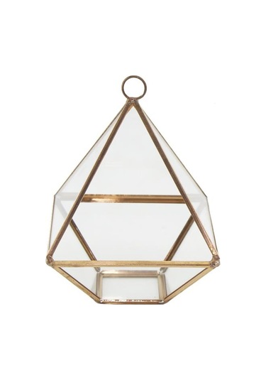 Mutluadim 12X10Cm Cam Fanus Üçgen Prizma Rose Renk Terrarium