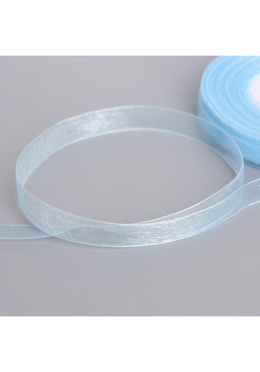 Açık Mavi 50 Yards/rulo Dıy Organze Kurdele Hediye Paketleme 12mm Parti Düğün Dekorasyon Kumaşı
