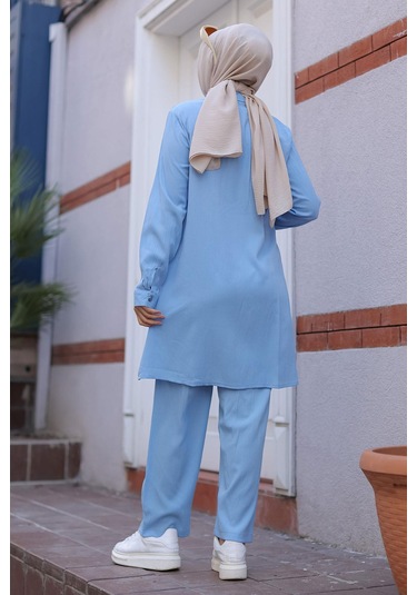 Cep Detaylı Tesettür Bebe Mavisi Takım Bebemavisi Bebek Mavisi
