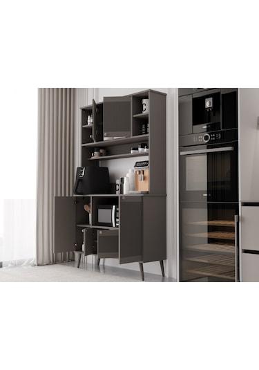 Melura Kahve Köşesi 120 Cm %100 Mdf Çok Amaçlı Dolap Gri