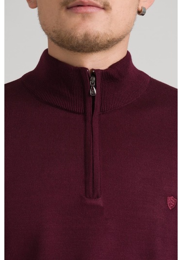 Regular Fit Yarım Balıkçı Fermuarlı Akrilik Viskon Karışımlı Erkek Triko Kazak 001