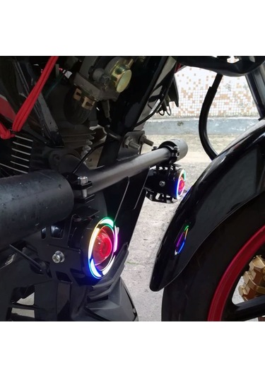 Beyaz Rgb Angel Kırmızı Şeytan Göz Çakarlı 20w Motorsiklet Sis Fa