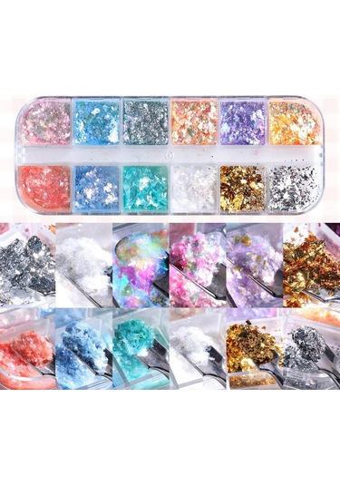 Tırnak Süsleme Yüki İnce Folyo Glitter Pulları Renkli Nail Art
