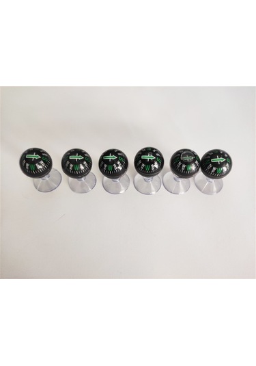 Araç İçi Vantuzlu Siyah Mini Boy 6 Lı Pusula Seti 28mm