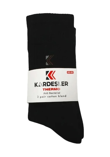 Erkek Havlu Pamuklu Kışlık Kalın Siyah Soket Çorap Termal 3'lü Paket Siyah